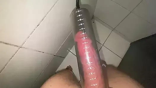 naughty stepsister caught me using the penis pump in the bathroom with my 7 inch dick and came to share the shower with me