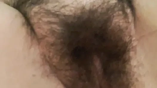 Stepmom's naked body with her fat, hairy pussy up close