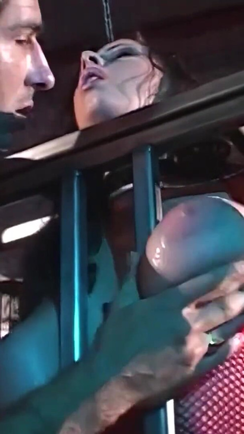 Girl with big tits in a cage gets to suck dick before she is released | Clip 1