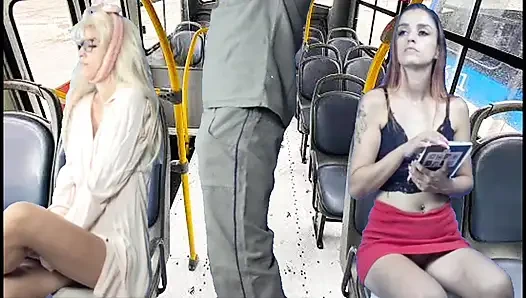 Worker Takes Out Dick and Pushes Women on the Bus