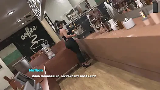 A Lonely Coffee Boy Fucked and Creampied the Hot MILF Boss