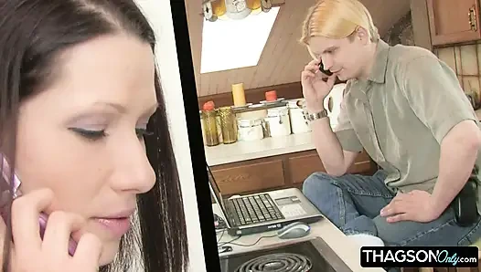 Brunette Babe Sucks and Gets Fingered by Her Lover