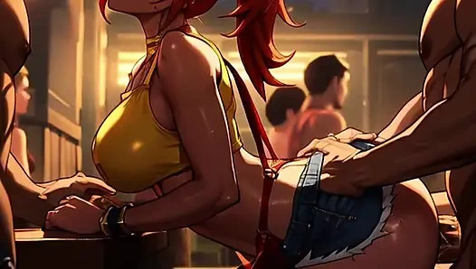 Kızıl saçlı inek Misty mosh çukurunda büyük zenci içine alıyor