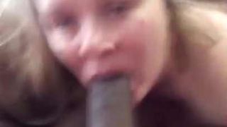 Sexy white girl sucks a big black cock