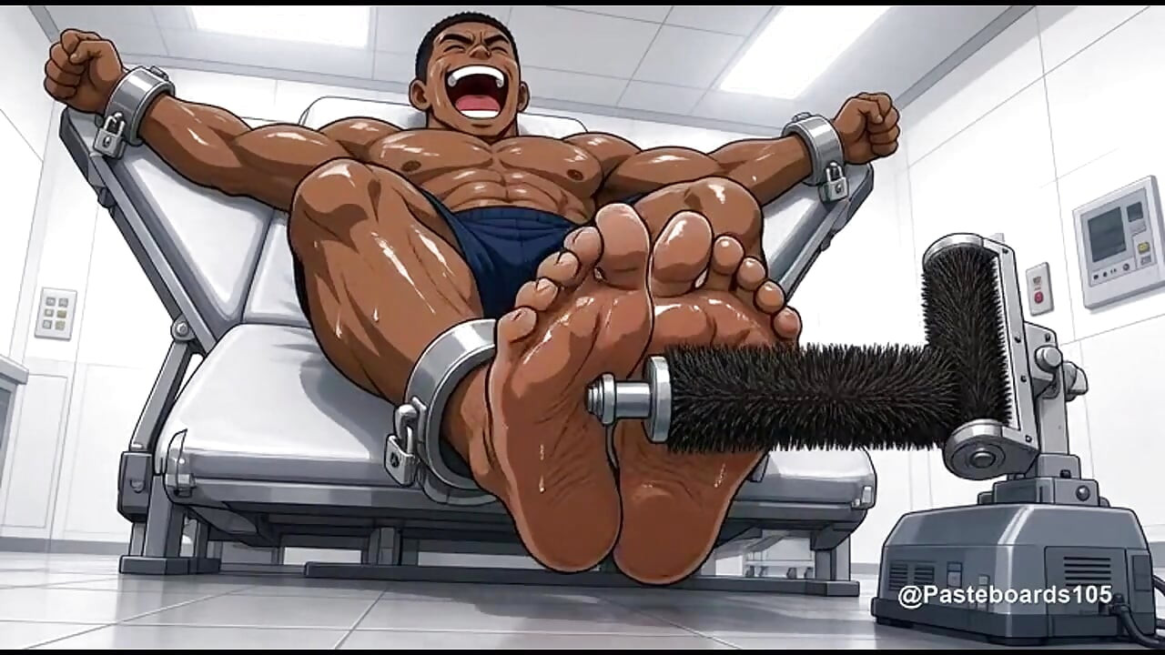 Med Bay Restraints - Bound To The Exam Table, Brush Rollers On Bare Soles (2D Anime Bara)