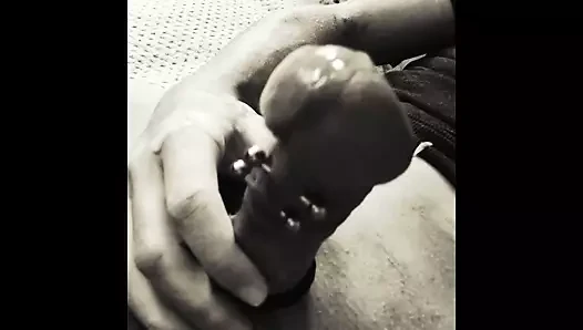 Pierced cock cum shot on the couch