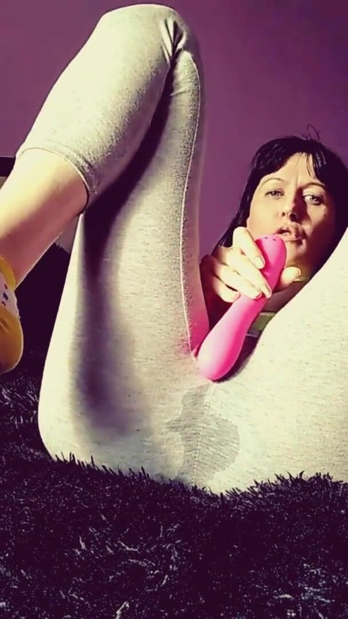 I put a vibrator into my pants and got so excited that I didn't have time to take them off and they got wet from my juic | Clip 1