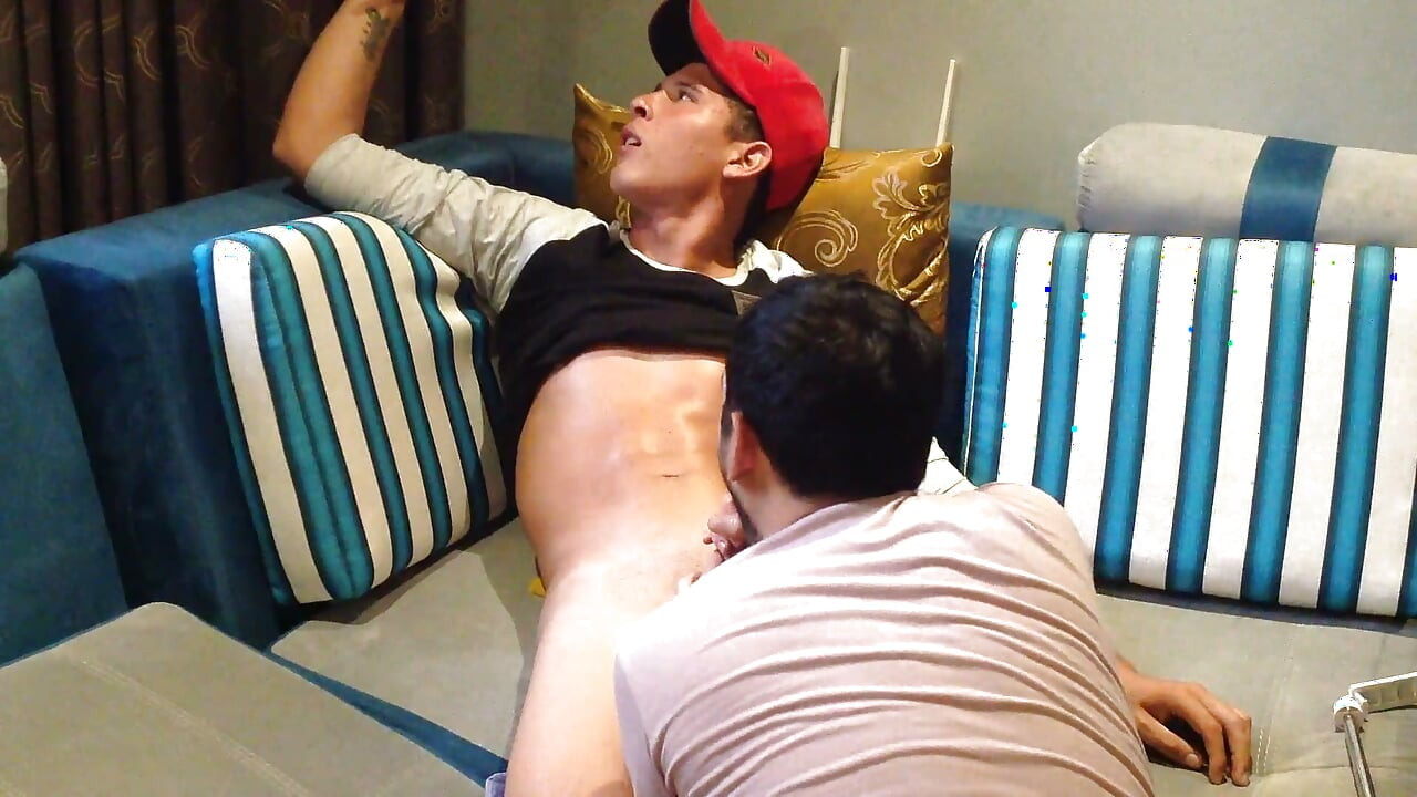 My neighbor films me in selfie mode with his cock down my throat!