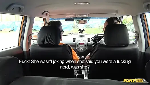 Fake Driving College - aksi mahasiswi nakal ini lagi asik nyepong kontol sampai dicrot di dalam