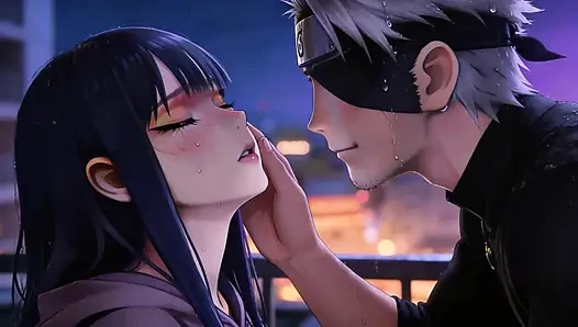 Hinata Hyuga sucking and fucking hard with Naruto Uzumaki in cowgirl, doggy style and missionary, intense moans, big ass bouncing, cream