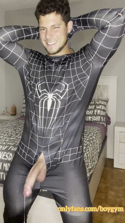 My Big Cock Dont Need Touch To Cum! Spiderman Cums