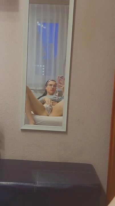 Cute femboy waiting for daddy to come home and plays with ass and dick