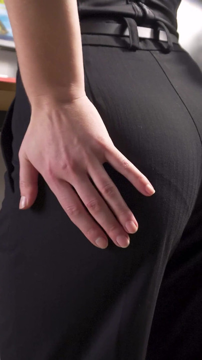 Amateur Secretary In Office Trousers Teases Her Visible Panty Line