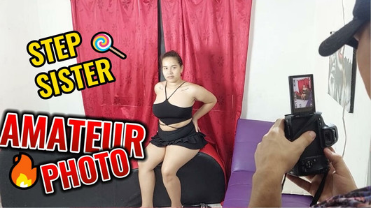 Meia-irmã adolescente recebe uma sessão de fotos de seu meio-irmão pervertido