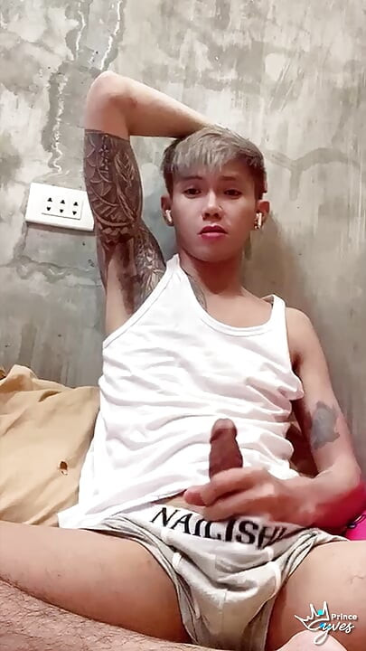 Inked Boy Nipple Tease, Jerking Off, and Cumming