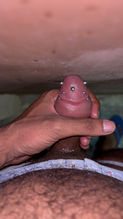 Masturbation with my beautiful pierced and cut cock | Clip 1