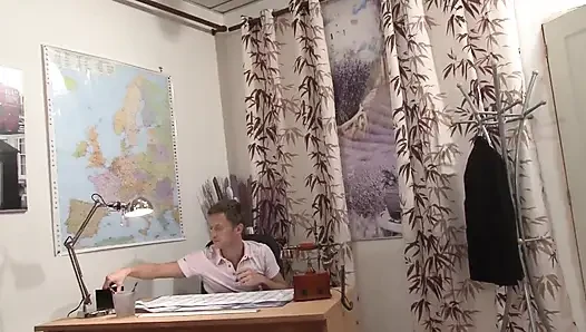 Amateur french black student with big natural boobs gets deeply sodomized on the teacher 's desk