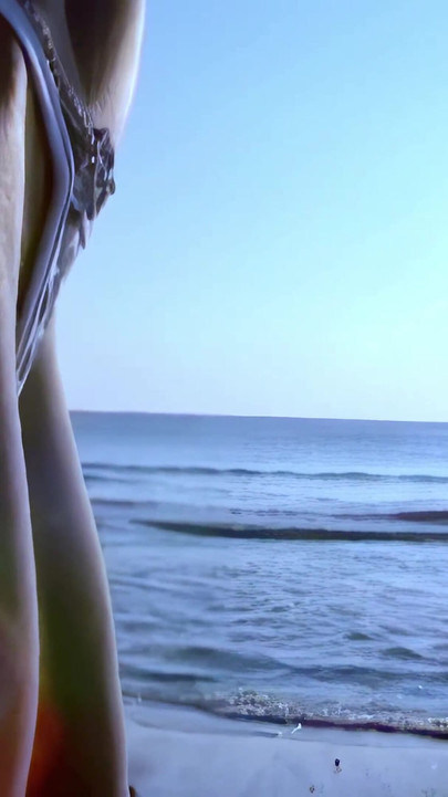 Angie Kiss: Pornstar Petite Redhead Angie Kiss Getting Naked on the Beach