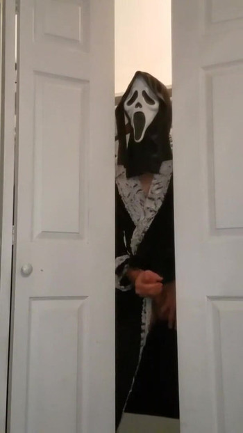 Captivating moment from "Step Step Son Spies On Aunt For Halloween Prank"