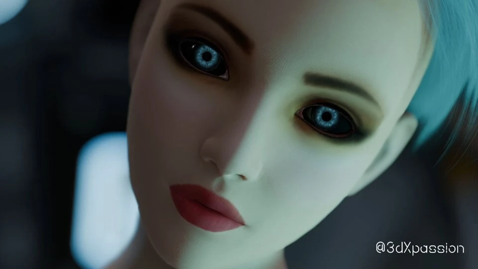Nexus-3 Kryon di belakang rumah. Seks terbaik dengan android wanita di koridor sci-fi