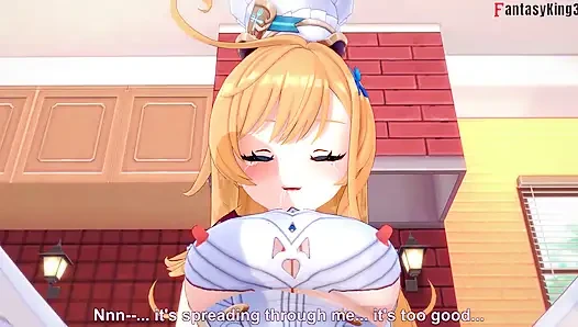 Escoffier в видео от первого лица, минет и секс на кухне - Genshin Impact