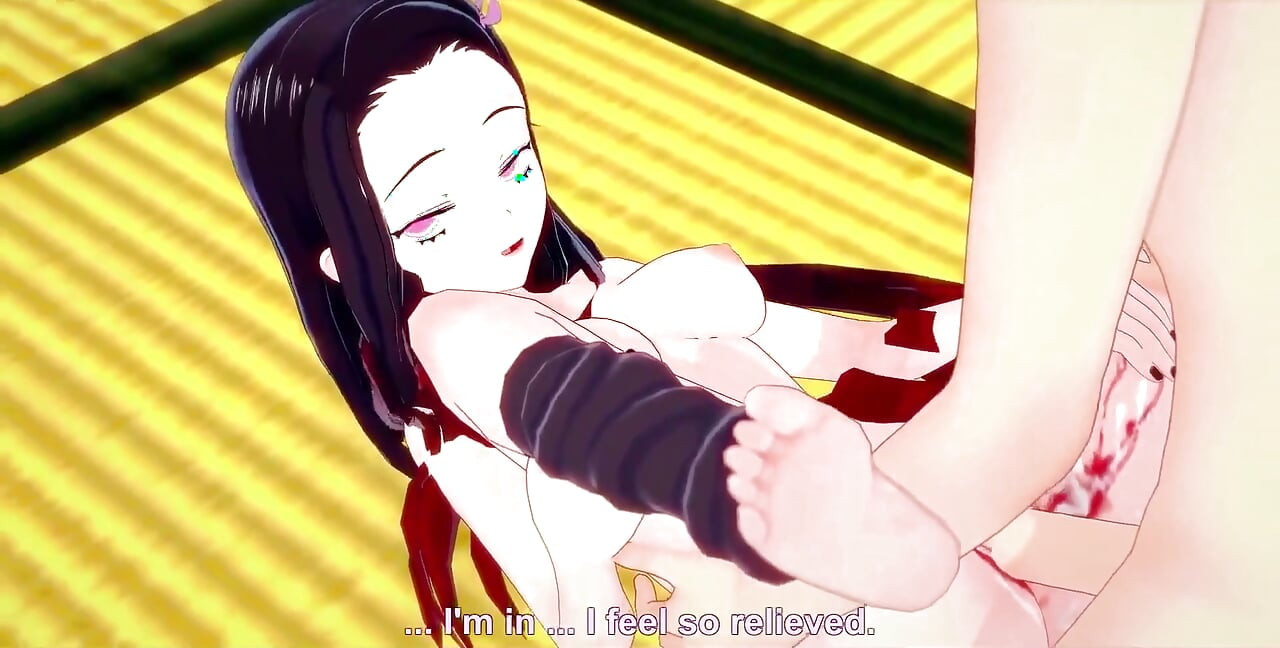 Nezuko i kimono som knuller