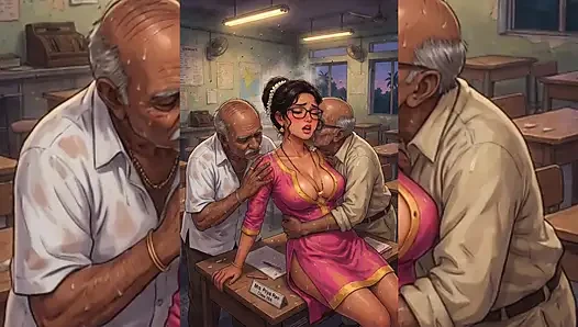 Hintli orta yaşlı seksi kadınlar ve yenge pis müslüman erkekler tarafından tamamen domine ediliyor - halka açık gruplama ve yolsuzluk