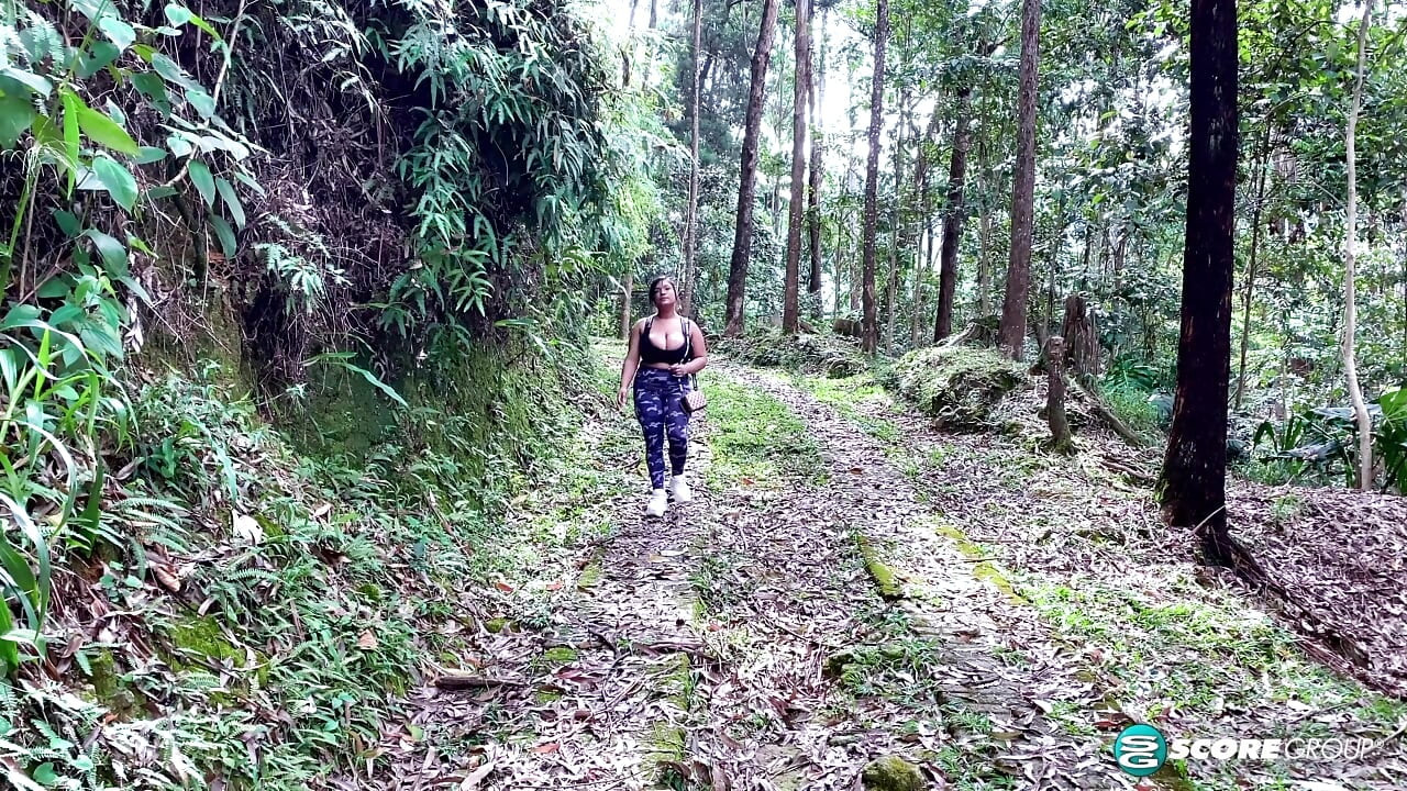 A walk in the woods with huge-titted Latina Angie Bravo