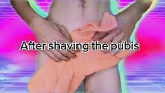 Your mother watches me shave my Cock and play with it with double milk cumshot