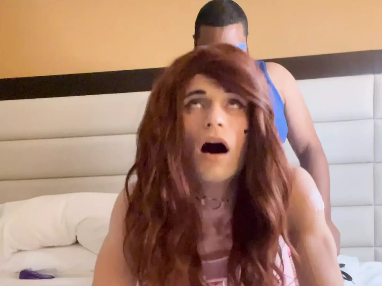 Pretty sissy 69s Daddys face and takes his dick raw