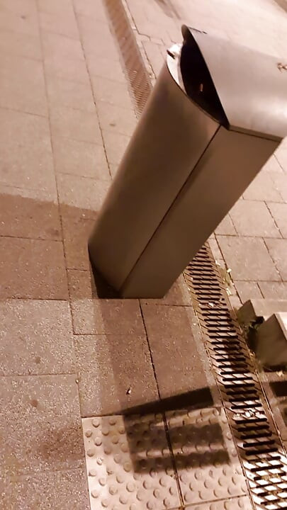 Naked at the station and peeing on the platform