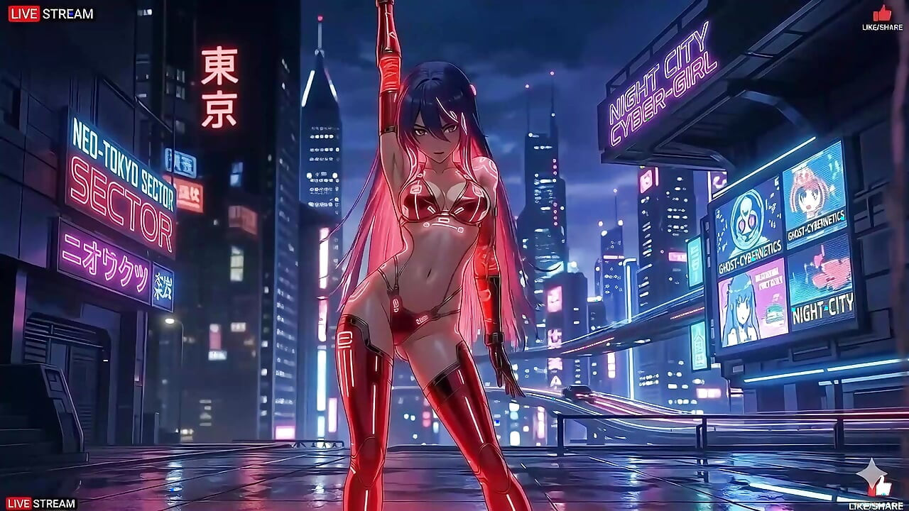 Sensual Cyberpunk Girl in Punk Style - Multiple Hot Scenes