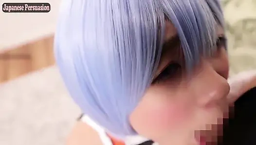 Real Cosplayer Private Shoot. Evangelion Rei Sync Leads to Doggy POV Climax