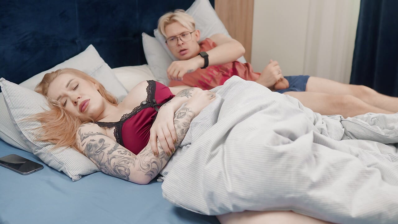 Step Son Creampies Step Mom in Hotel Share Bed Petting!