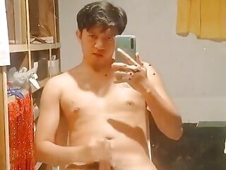 Asia Gay Teen Wanking,. Moan and Tast His Own Cum