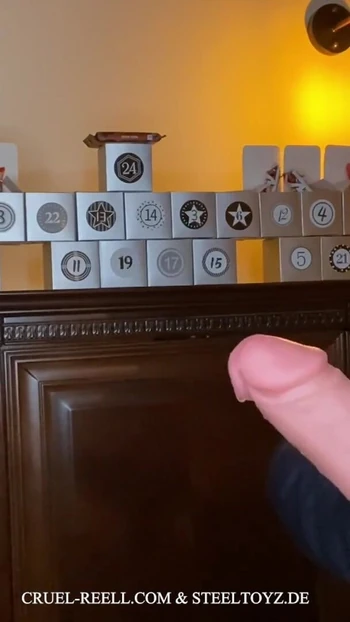 Emotional moment from "Steeltoyz & Cruel Reell Present: The Squirting Dildo with Realistic Sperm Effect"