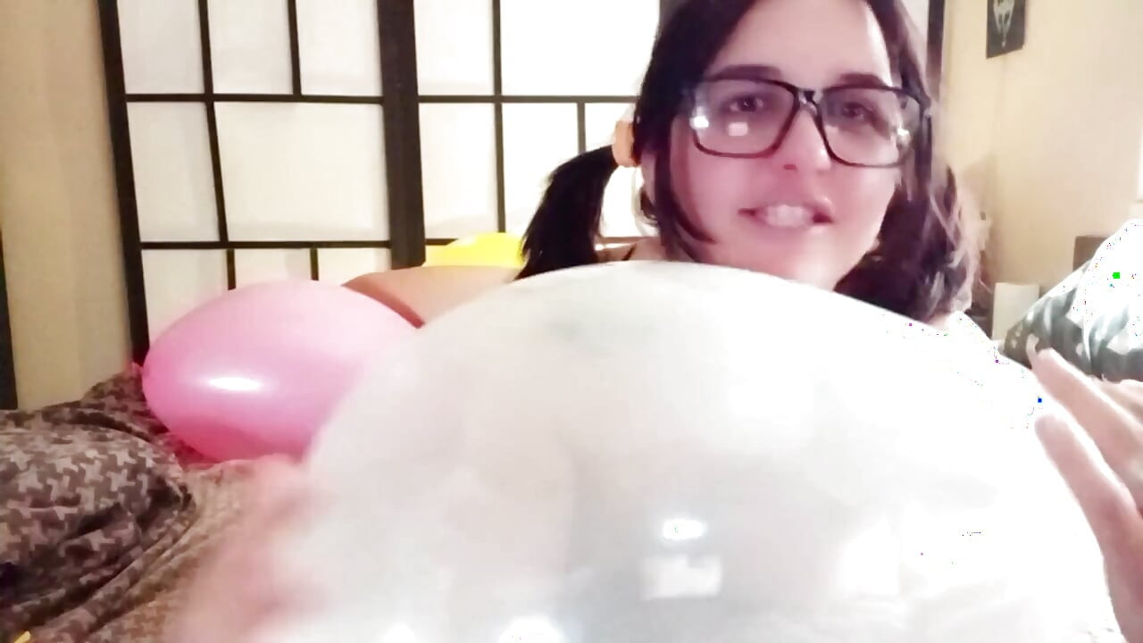 Cute Ponytails Girl Blow and Pop Balloons - Bunny Looner