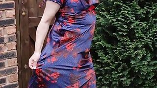 Masked crossdresser slut in the garden