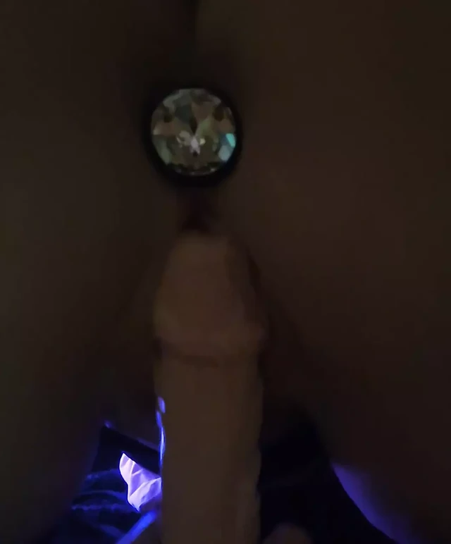 Fuck Girl with XXL Dildo and Anal Plug Doggy