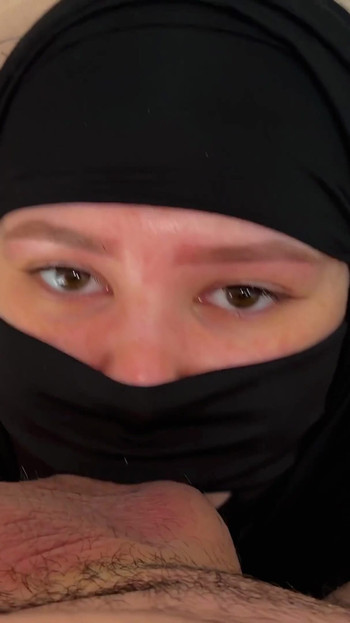 Jaw-dropping moment from "Muslim Woman Pays Debts With Deepthroat Blowjob For Small Flabby Cock"