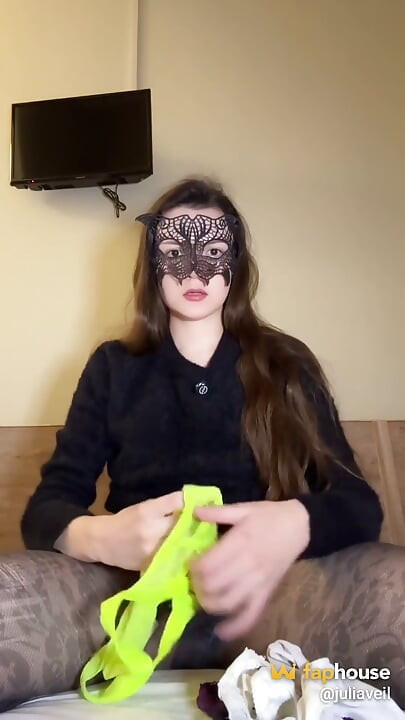 Dirty Used Panties Show - Pantyhose Pulled Down, Panty Liner & Russian Dirty Talk