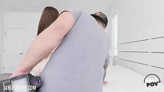 SLIM BRUNETTE NEWCOMER TESS THOMPSON POV BTS CASTING