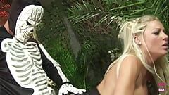 Very Pretty Blonde and Black Babes Get Fucked Together by Two Guys Doggy Style
