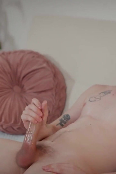 Hot Young with Big Dick Fills His Own Face with Cum