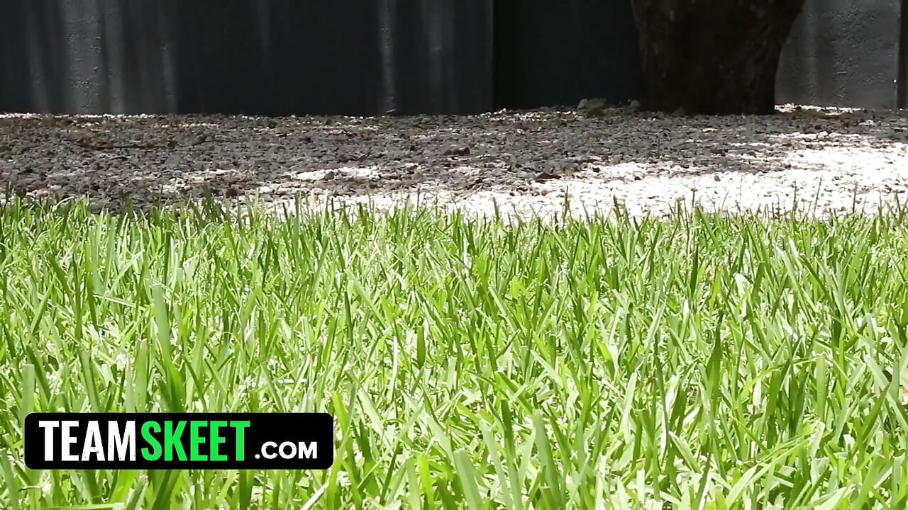 Ginger Patch. Horny redhead teen trespass into neighbors pool gets fucked hard in return