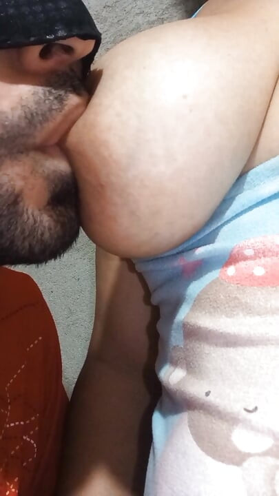 My husband is addicted to sucking my big natural tits and hard nipples that's why he does it all week