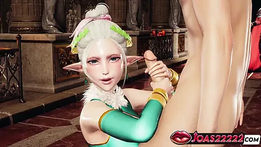 Hot Princess Ephildis 3D Hentai: Handjob Big Dick, Glory Hole Deepthroat, Footjob Stockings Cumshot
