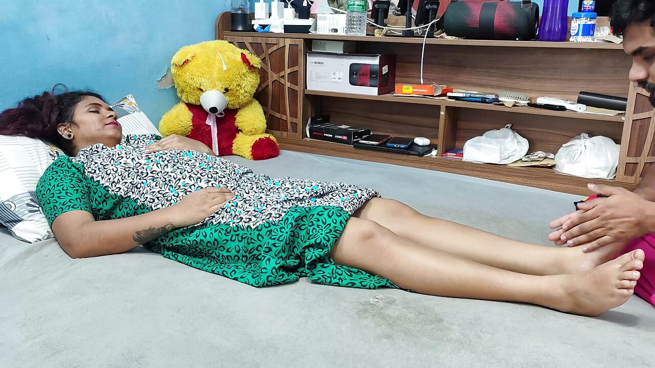 Malayali wife feet massage doing by husband