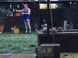 Faggot Jeffrey Mitchell in the garden