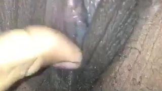 Playing with black pussy